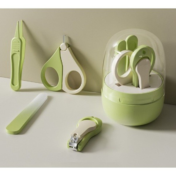 Set 4in1 de ingrijire unghii pentru bebelusi, cutie de depozitare tip borcan, 0-6 ani, 10 x 7 x 6 cm, verde [5]