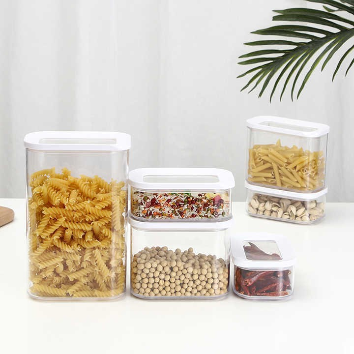Set 5 cutii de depozitare alimente, capac alb, din abs+silicon, 23 x 15 x 27 cm, transparent [2]