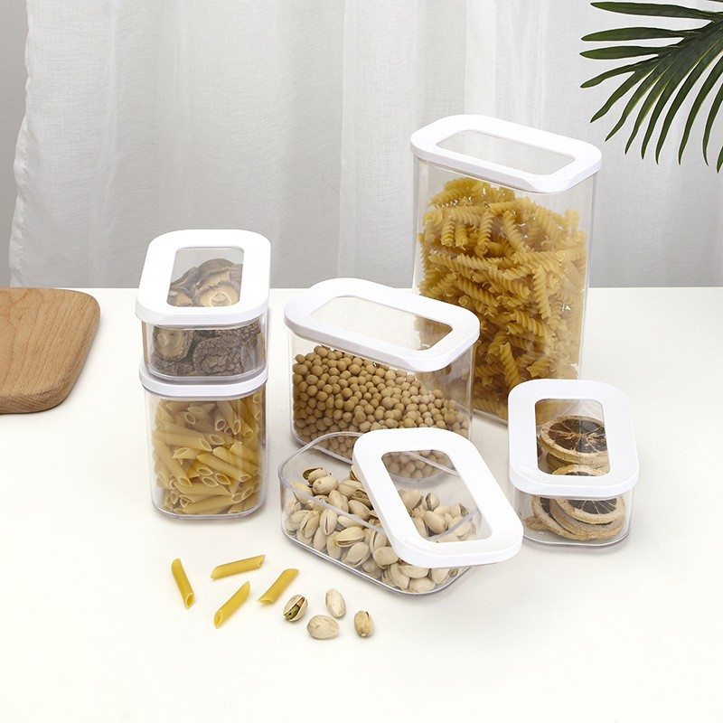 Set 5 cutii de depozitare alimente, capac alb, din abs+silicon, 23 x 15 x 27 cm, transparent [3]