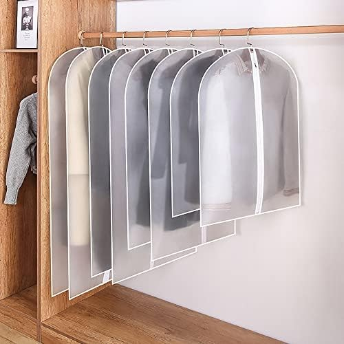 Set 5 huse de depozitare cu fermoar, pentru haine, de protectie, pentru voiaj, netesut, rezistent la praf, 60x100 cm, transparent-alb [5]
