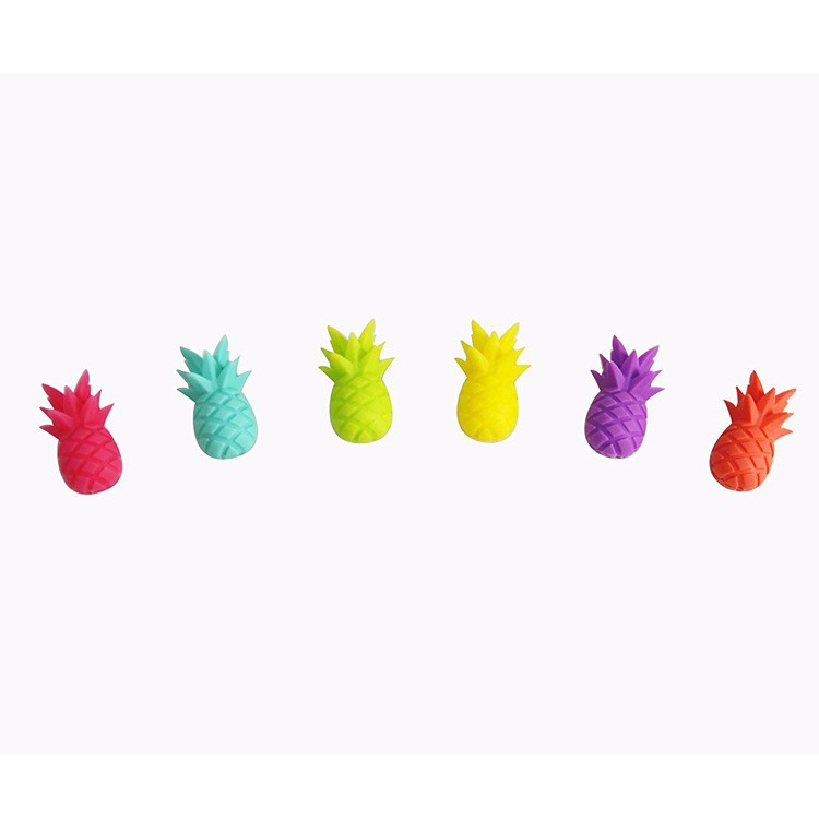 Set 6 accesorii pentru pahare, pentru petreceri/cocktailuri, din silicon, model ananas, multicolor [2]