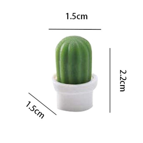 Set 6 magneti de frigider, model cactusi in ghiveci, din abs si magnet, verde/alb [5]