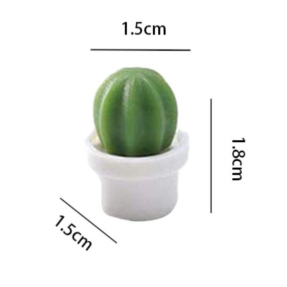 Set 6 magneti de frigider, model cactusi in ghiveci, din abs si magnet, verde/alb [3]