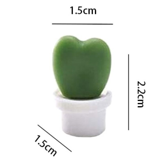 Set 6 magneti de frigider, model cactusi in ghiveci, din abs si magnet, verde/alb [2]
