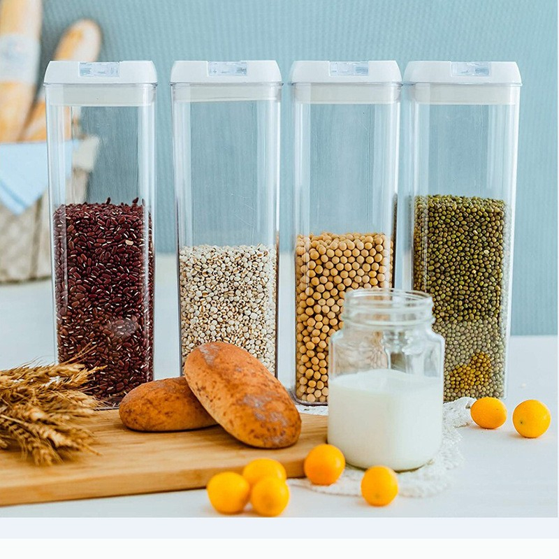 Set 7 recipiente din plastic, pentru alimente/obiecte, inchidere ermetica, 2 x 0.5l, 2 x 0.8l, 2 x 1.2l, 1 x 1.9 l, capac alb, transparent [7]
