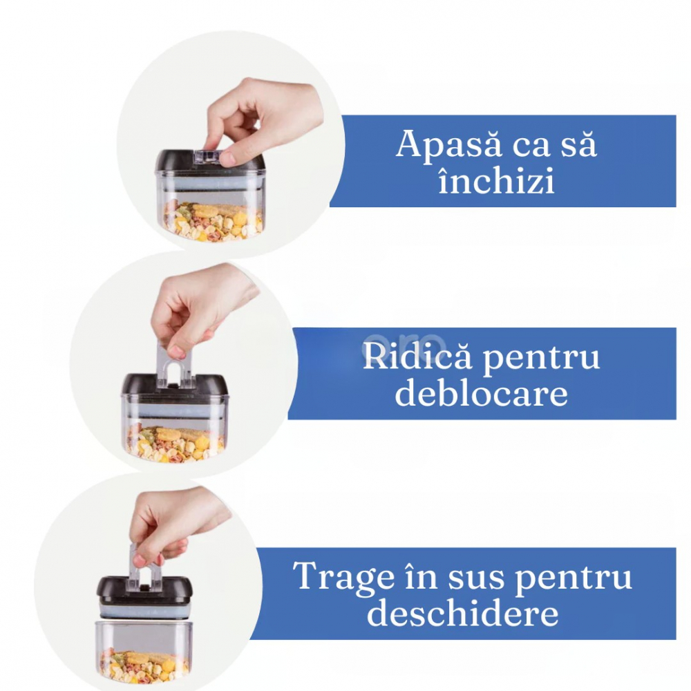 Set 7 recipiente organizare alimente, inchidere etansa, etichete reutilizabile, cupe masurare, 4 dimensiuni diferite, din plastic dur, transparent [6]