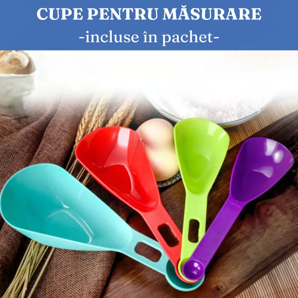 Set 7 recipiente organizare alimente, inchidere etansa, etichete reutilizabile, cupe masurare, 4 dimensiuni diferite, din plastic dur, transparent [5]
