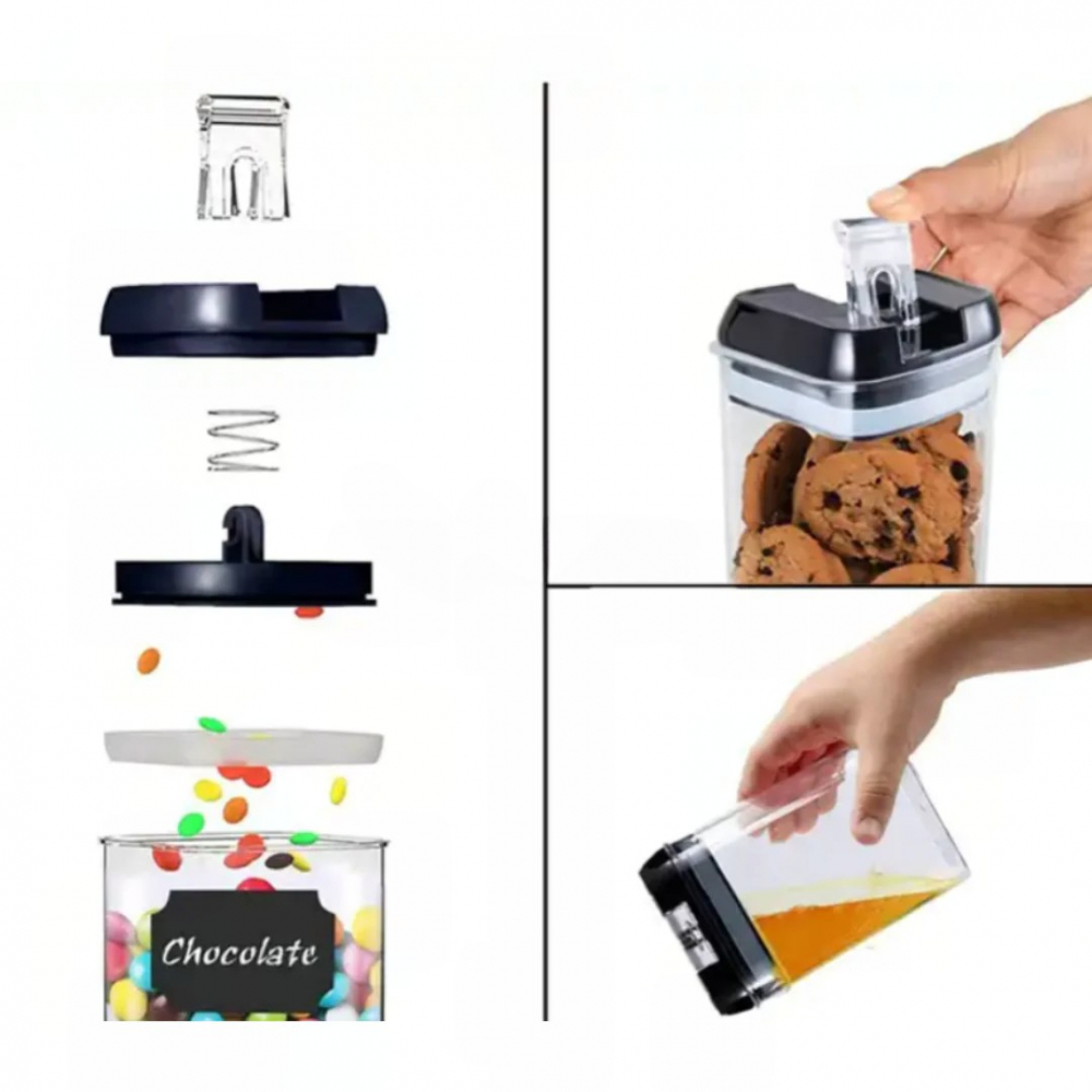 Set 7 recipiente organizare alimente, inchidere etansa, etichete reutilizabile, cupe masurare, 4 dimensiuni diferite, din plastic dur, transparent [7]