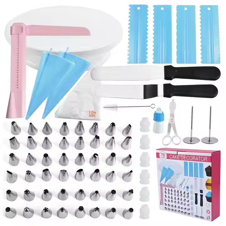 Set 70 piese ustensile pentru ornare prajituri, din plastic si otel inoxidabil, multicolor [1]