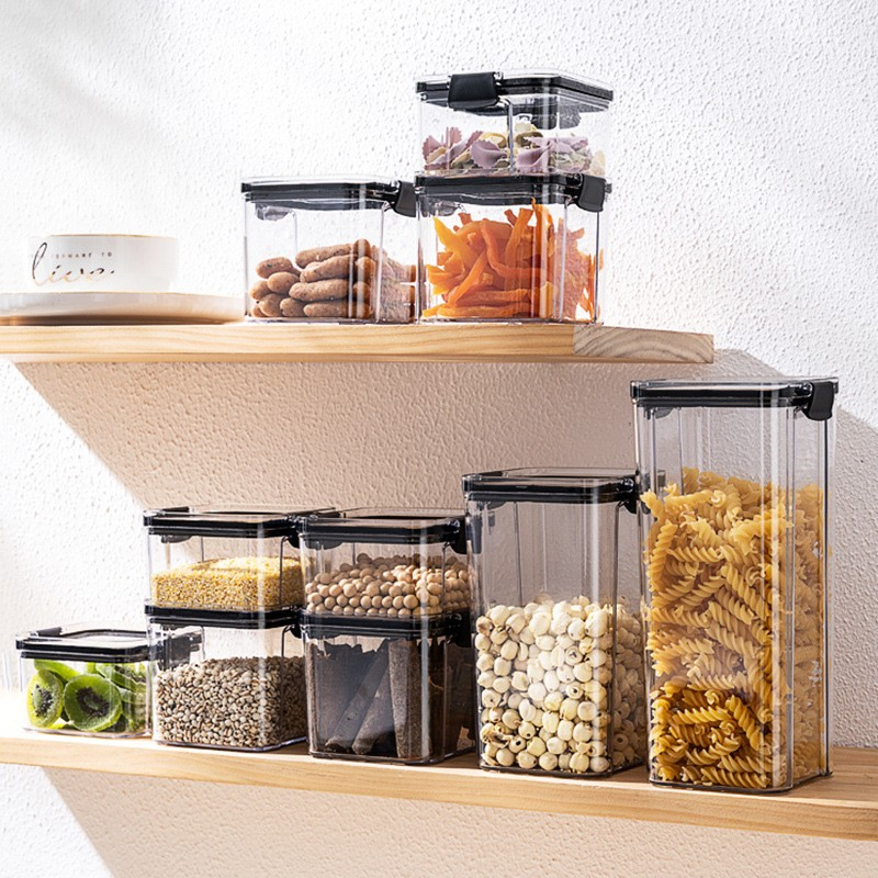 Set 8 recipiente din plastic, pentru alimente/obiecte, inchidere ermetica, 2 x 460 ml, 3 x 700 ml, 2 x 1300 ml, 1 x 1800 ml, transparent [7]