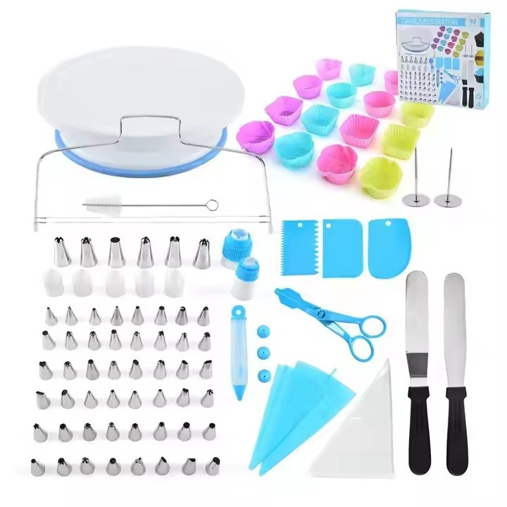 Set 92 piese ustensile pentru ornare prajituri, din plastic si otel inoxidabil, forme briose, multicolor [1]