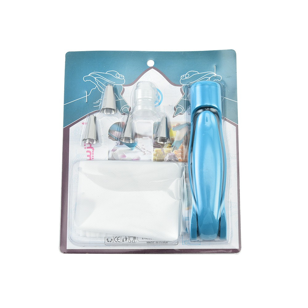 Set accesorii decorare prajituri si torturi, 5 capete pentru modele, 21.7x18.8 cm, ustensila manuala pentru ornare, albastru [1]