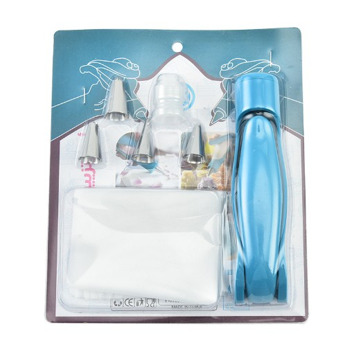 Set accesorii decorare prajituri si torturi, 5 capete pentru modele, 21.7x18.8 cm, ustensila manuala pentru ornare, albastru [8]