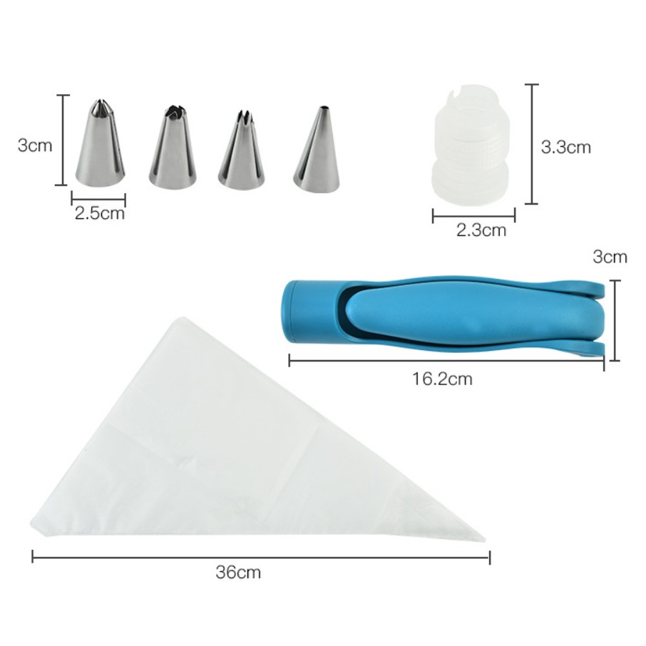 Set accesorii decorare prajituri si torturi, 5 capete pentru modele, 21.7x18.8 cm, ustensila manuala pentru ornare, albastru [9]