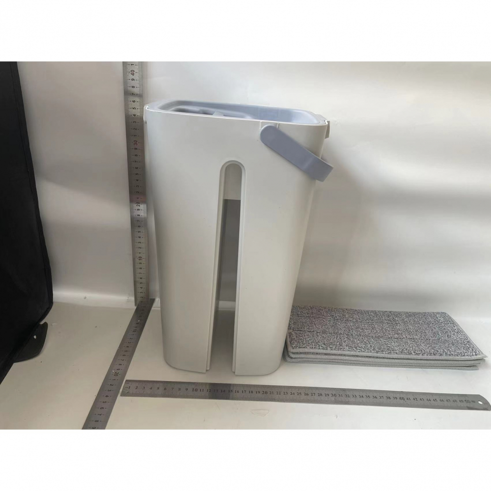 Set de curatenie mop si galeata, galeata 5.7 l, 4 rezerve microfibra incluse, design modern, pentru interior, material plastic, peri sintetici, plat, cu storcere, alb [14]