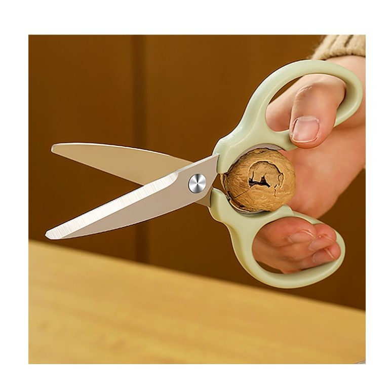 Set foarfeca pentru bucatarie  curatator legume tip suport, multifunctional, spargator nuci, material abs si otel inoxidabil, maner ergonomic, 16.8 x 7.8 x 1 cm, verde [2]
