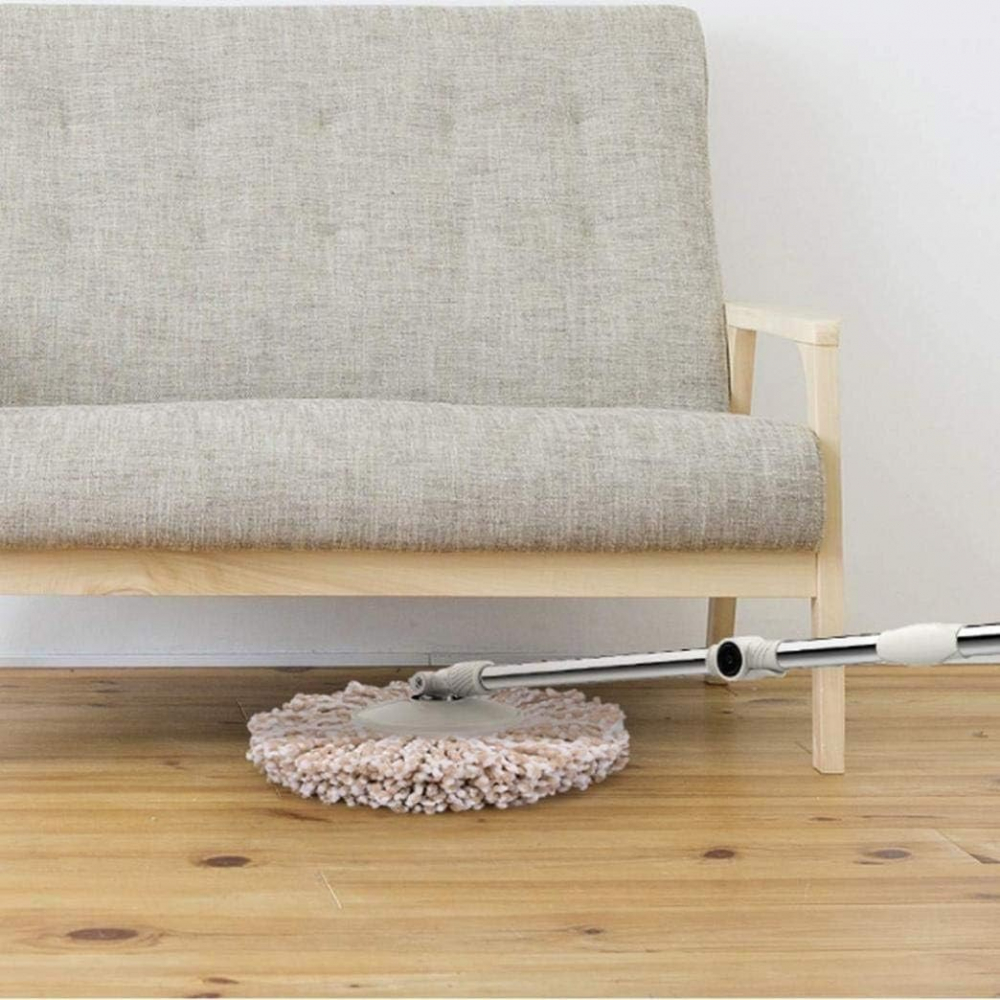 Set galeata si mop rotativ 360°, cu dubla actiune centrifuga, pentru uz casnic, maner din otel inoxidabil telescopic, 2 capte din bumbac, 46x27x29 cm, alb [6]