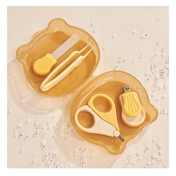 Set ingrijire unghii pentru bebelusi, cutie de depozitare in forma de ursulet, 10 x 9.5 cm, galben [6]