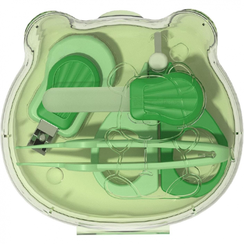 Set ingrijire unghii pentru bebelusi, cutie de depozitare in forma de ursulet, 10 x 9.5 cm, verde [4]
