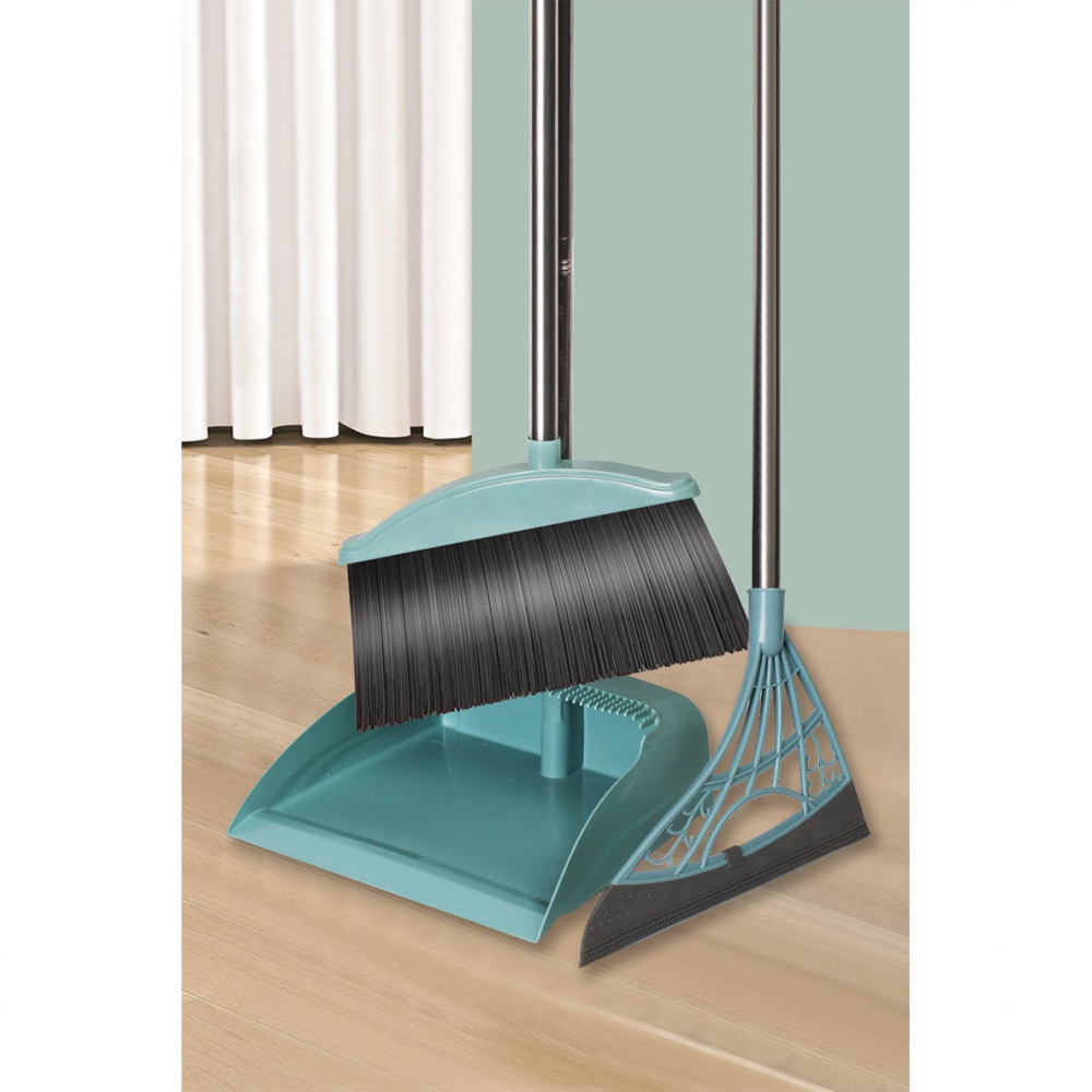 Set matura, faras cu coada si matura silicon, pentru uz casnic, plastic/otel, albastru deschis, 90 x 72 x 100 cm [2]