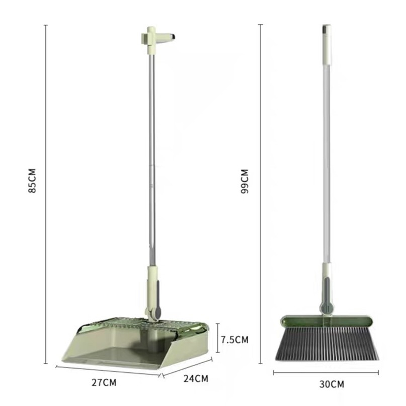 Set matura si faras cu coada cu dinti de pieptene pentru curatare matura, rotativ, pliabil, detasabil, otel inoxidabil si polipropilena, 99 x 30 cm verde [3]