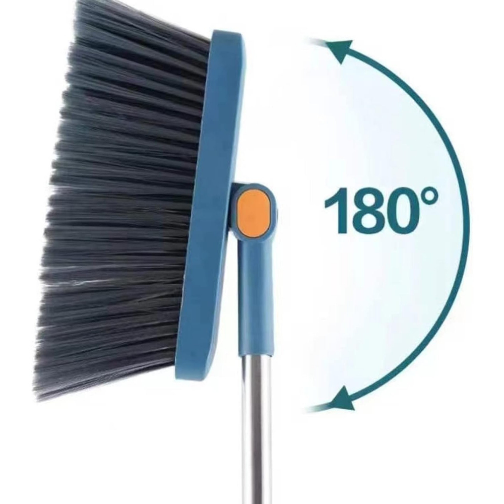 Set matura si faras cu coada cu dinti de pieptene pentru curatare matura, rotativ, pliabil, detasabil, otel inoxidabil si polipropilena, albastru [6]