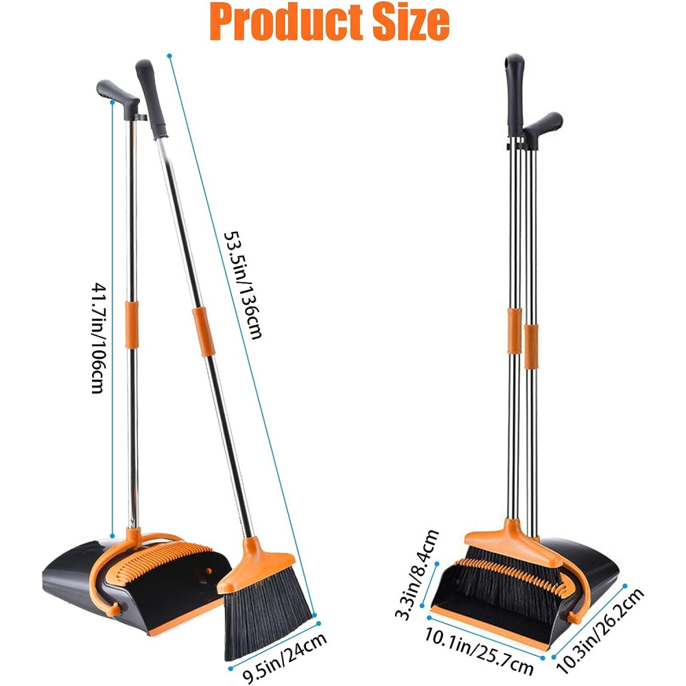 Set matura si faras cu coada, pentru uz casnic, plastic/otel, portocaliu/negru, depozitare verticala, 26x25.5x83 cm [5]