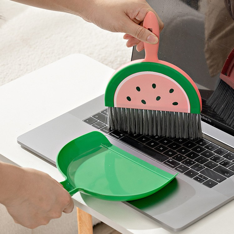 Set mini matura si faras, little cleaner, uz casnic, pentru birou, bucatarie, casa, model pepene verde, 23 x 18 cm roz-verde [3]