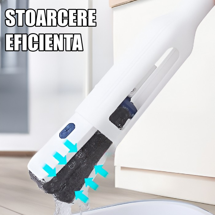 Set mop telescopic cu galeata pliabila, gri, 32 cm, maner reglabil 140 cm, sistem de stoarcere usor si eficient [5]