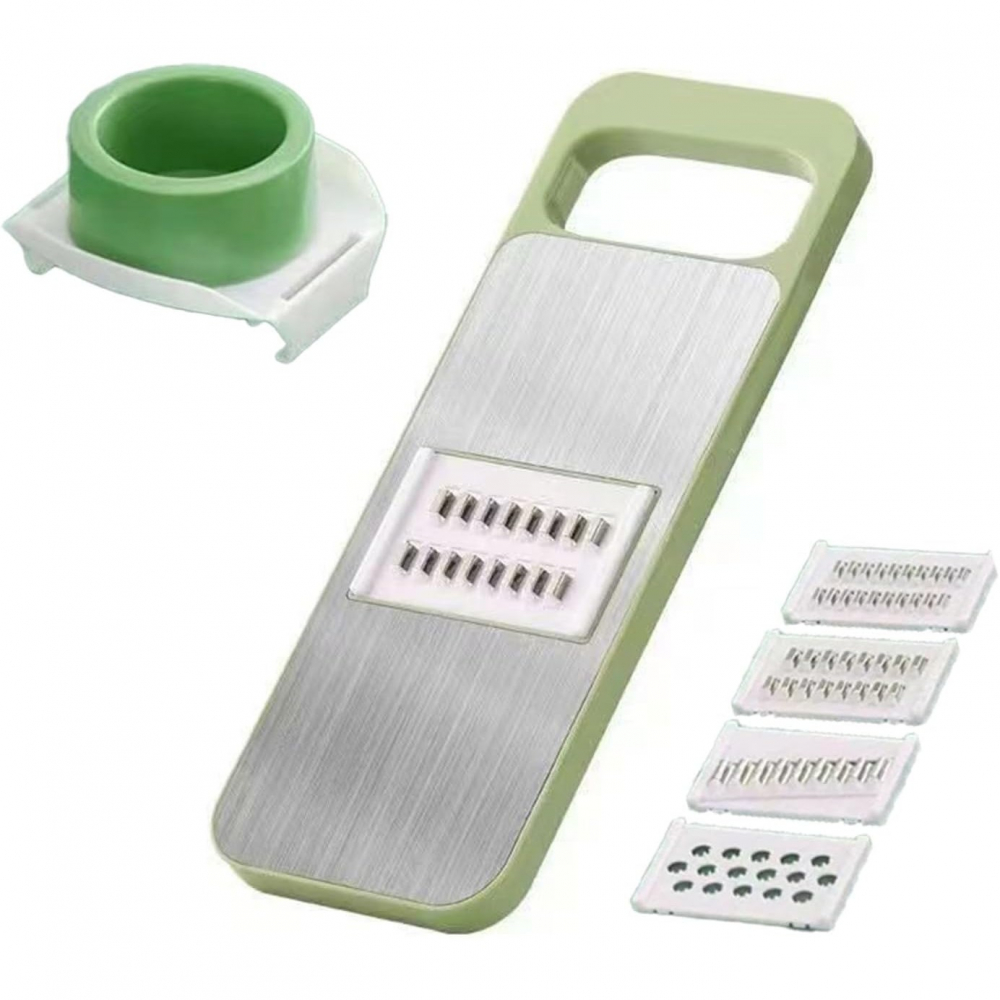 Set multifunctional din 7 piese, pentru taierea si maruntirea legumelor, uz casnic,din otel inoxidabil, gri-verde [1]