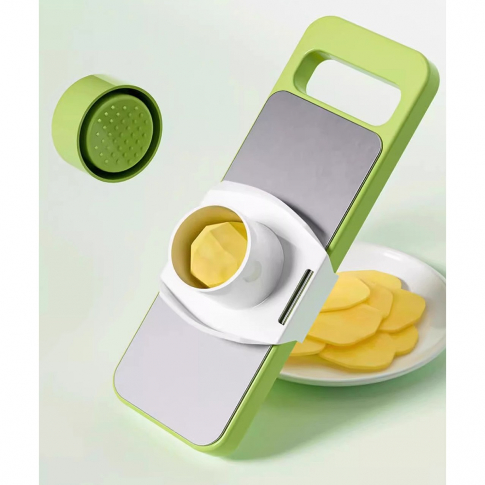 Set multifunctional din 7 piese, pentru taierea si maruntirea legumelor, uz casnic,din otel inoxidabil, gri-verde [5]