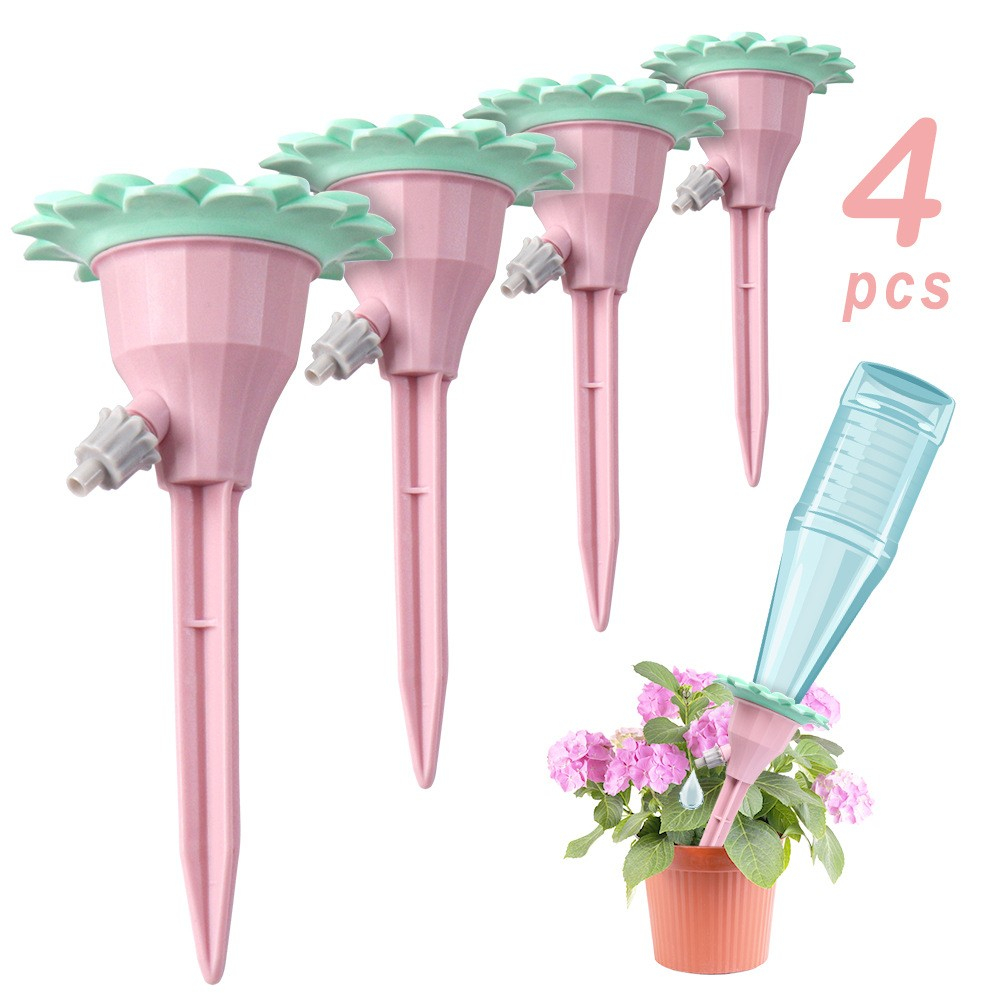 Set picuratoare cu valva pentru irigare design floare, viteza reglabila, fixare prin infigere, practic, 16.8 x 9 cm, roz [10]