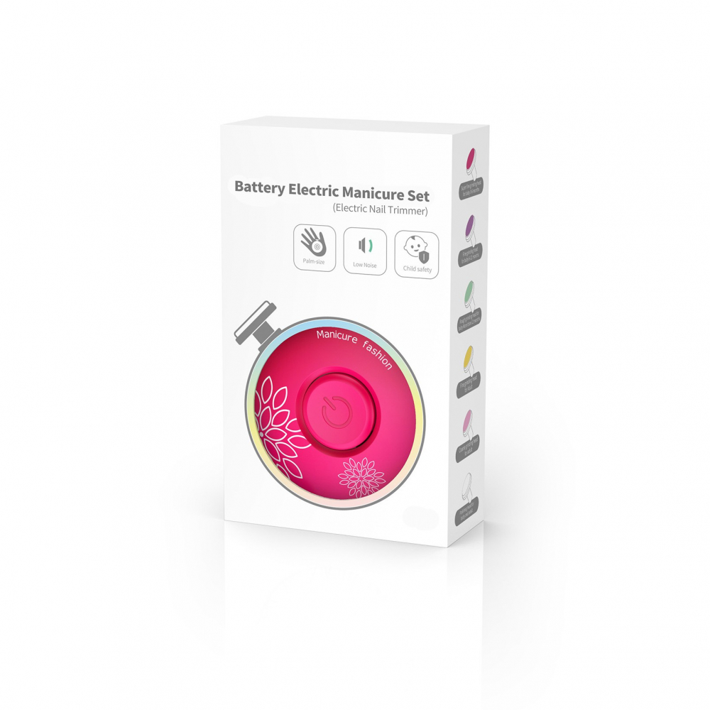 Set pila electrica pentru copii si bebelusi, abs, incarcare usb, model cu flori, 6 accesorii, cu lumina led, fucsia [3]