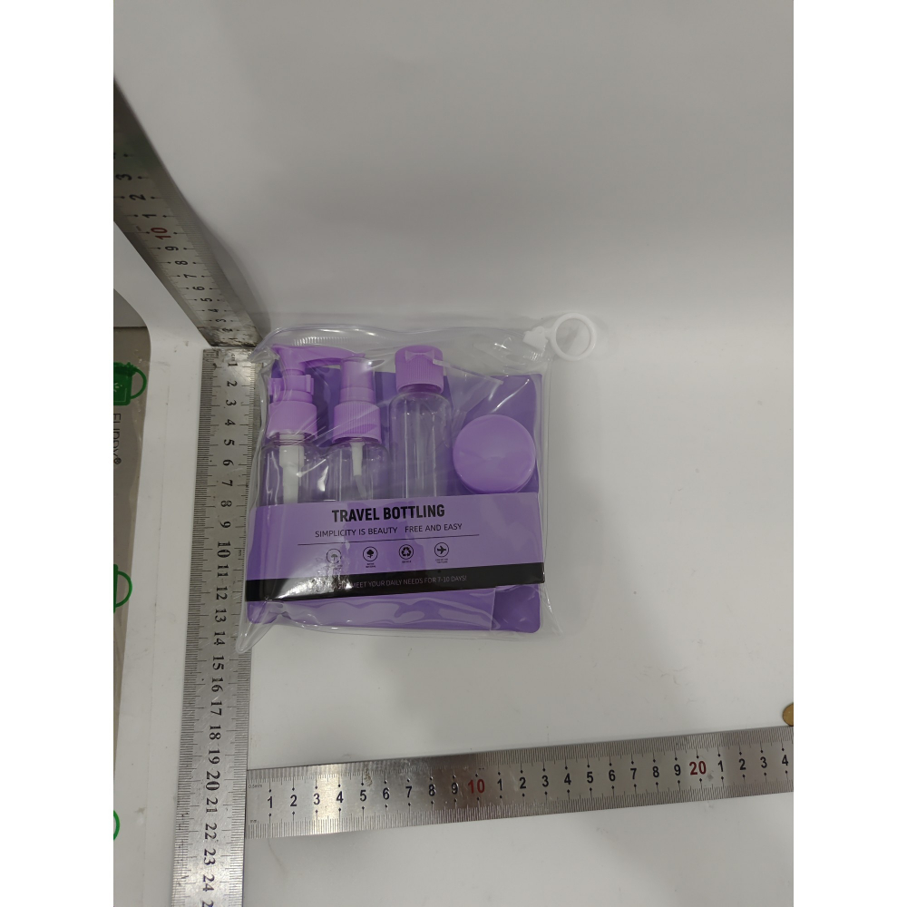 Set recipiente pentru cosmetice, 5 piese, cu gentuta, pentru calatorii, reutilizabile, mov, material plastic, 40 ml, 10g [5]