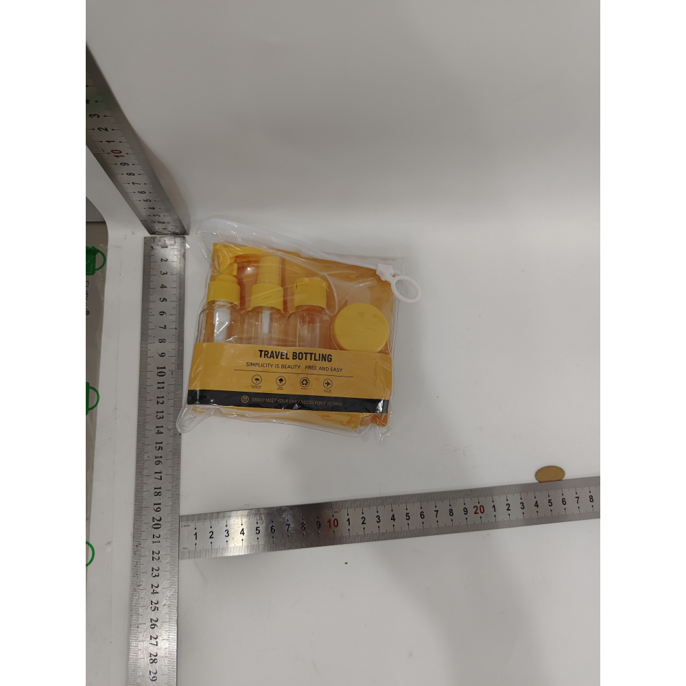 Set recipiente pentru cosmetice, 5 piese, cu gentuta, pentru calatorii, reutilizabile, portocaliu, material plastic, 40 ml, 10g [7]