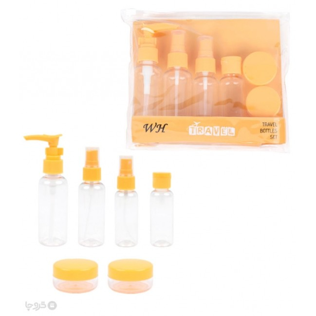 Set recipiente pentru cosmetice, 5 piese, cu gentuta, pentru calatorii, reutilizabile, portocaliu, material plastic, 40 ml, 10g [6]