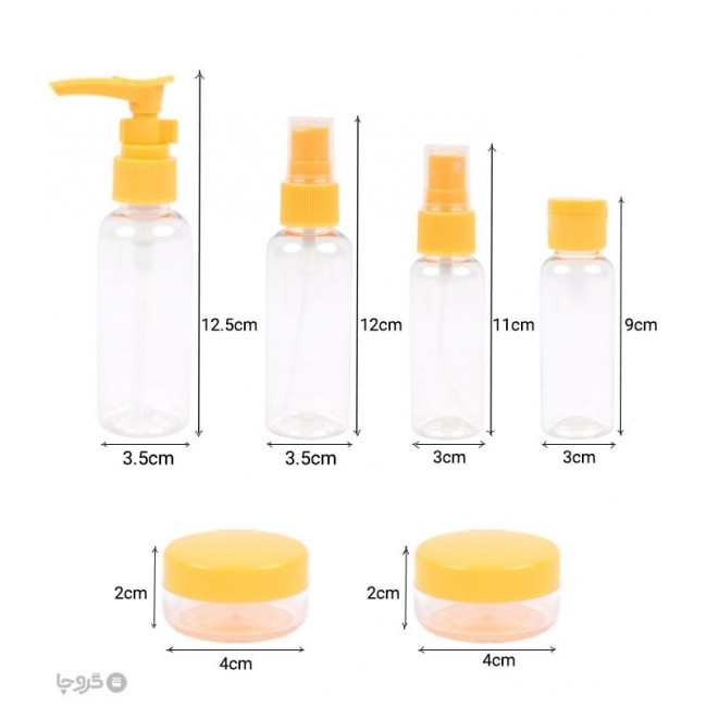 Set recipiente pentru cosmetice, 5 piese, cu gentuta, pentru calatorii, reutilizabile, portocaliu, material plastic, 40 ml, 10g [4]