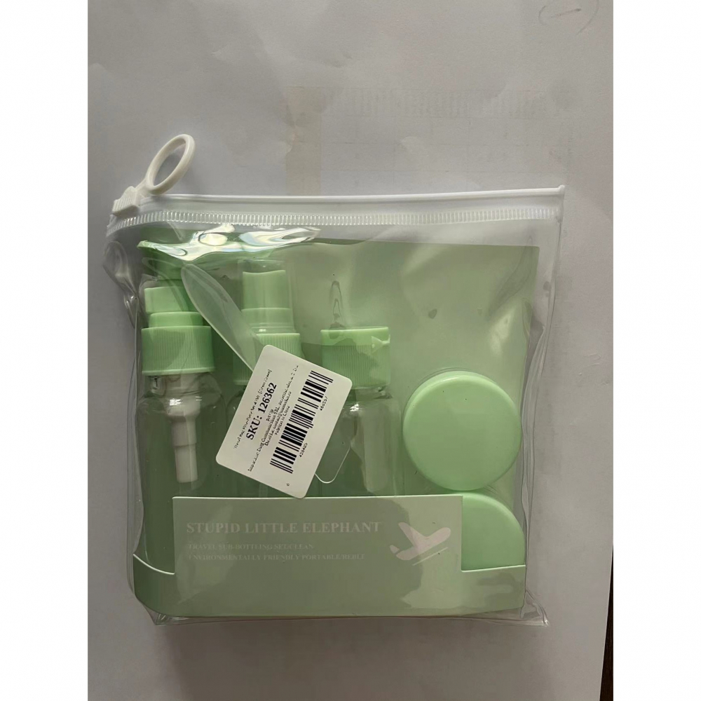 Set recipiente pentru cosmetice, 5 piese, cu gentuta, pentru calatorii, reutilizabile, verde, material plastic, 40 ml, 10g [2]