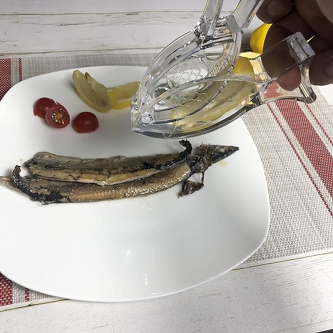 Storcator de citrice manual, rezistente, usor de folosit si depozitat, durabil, calitativ, 12x5.2 cm, model peste, transparent [7]