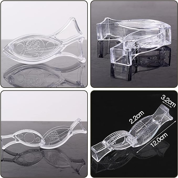 Storcator de citrice manual, rezistente, usor de folosit si depozitat, durabil, calitativ, 12x5.2 cm, model peste, transparent [4]