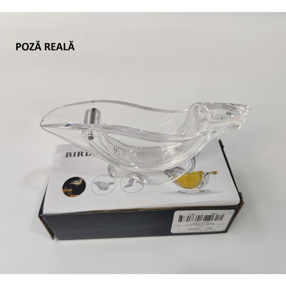 Storcator de citrice manual, rezistente, usor de folosit si depozitat, durabil, calitativ, 12x5cm, model pasare, transparent [8]