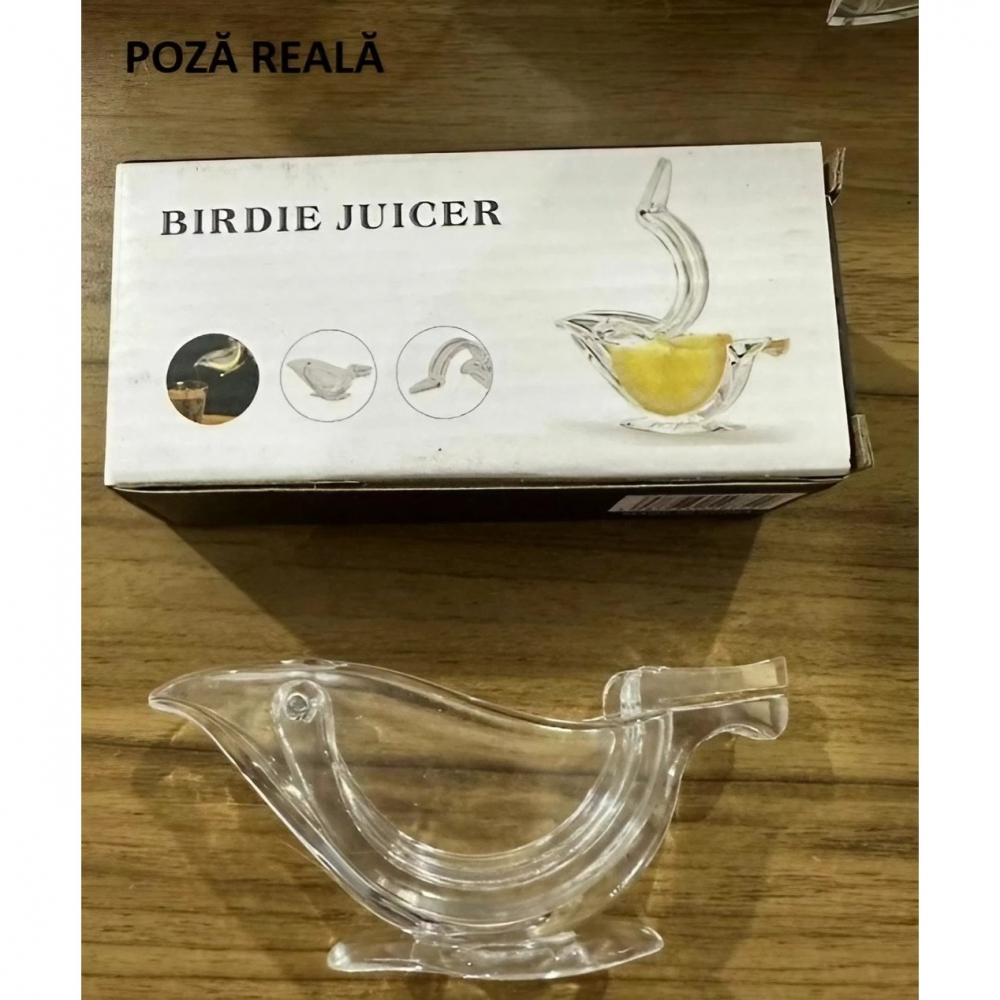 Storcator de citrice manual, rezistente, usor de folosit si depozitat, durabil, calitativ, 12x5cm, model pasare, transparent [7]