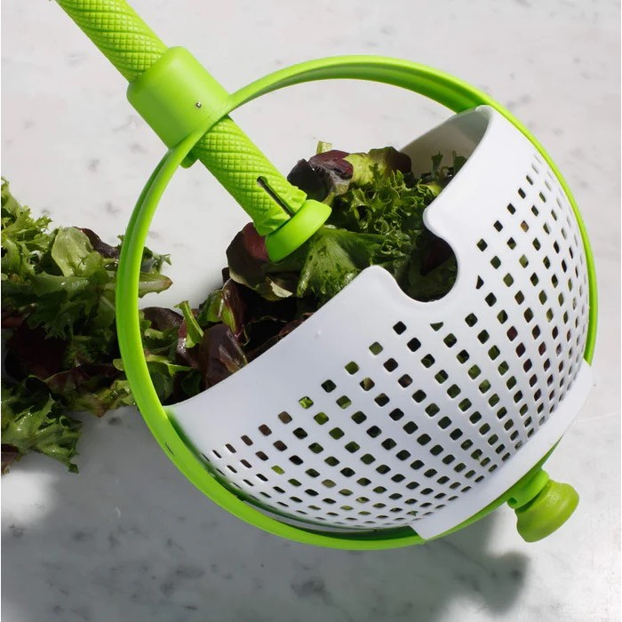 Strecuratoare multifunctionala rotativa, cu maner, material abs, 22x12 cm, maner 18 cm, cu ventuza pentru prindere sigura, practic si usor de folosit, verde [3]