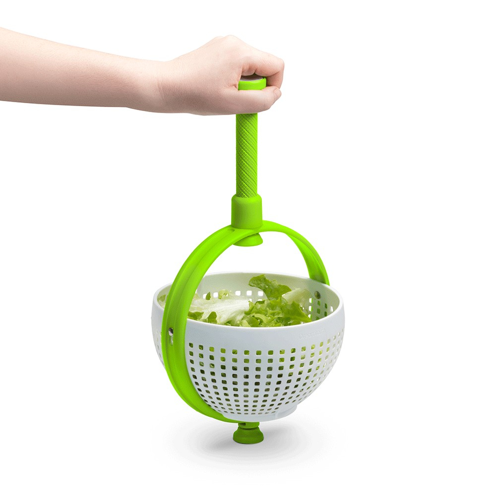 Strecuratoare multifunctionala rotativa, cu maner, material abs, 22x12 cm, maner 18 cm, cu ventuza pentru prindere sigura, practic si usor de folosit, verde [7]