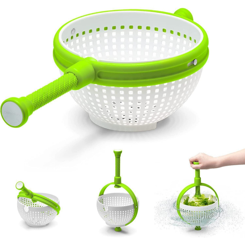 Strecuratoare multifunctionala rotativa, cu maner, material abs, 22x12 cm, maner 18 cm, cu ventuza pentru prindere sigura, practic si usor de folosit, verde [8]