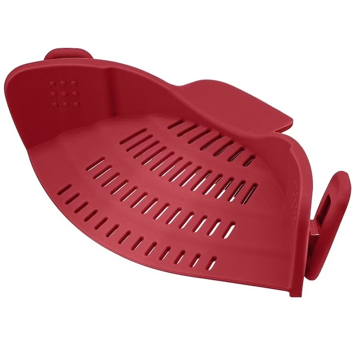 Strecurator filtru pentru vase, din silicon rezistent la temperaturi inalte, universal, paste, legume, fructe, 23x12.5x6.7 cm rosu [6]