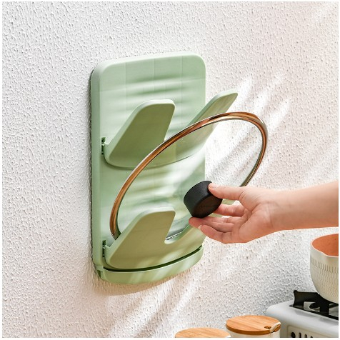 Suport de bucatarie, pentru capace/tocatoare, din plastic, colectare apa scursa, montare fara perfoarare, 33.3 x 20.7 x 3.5 cm, verde [3]