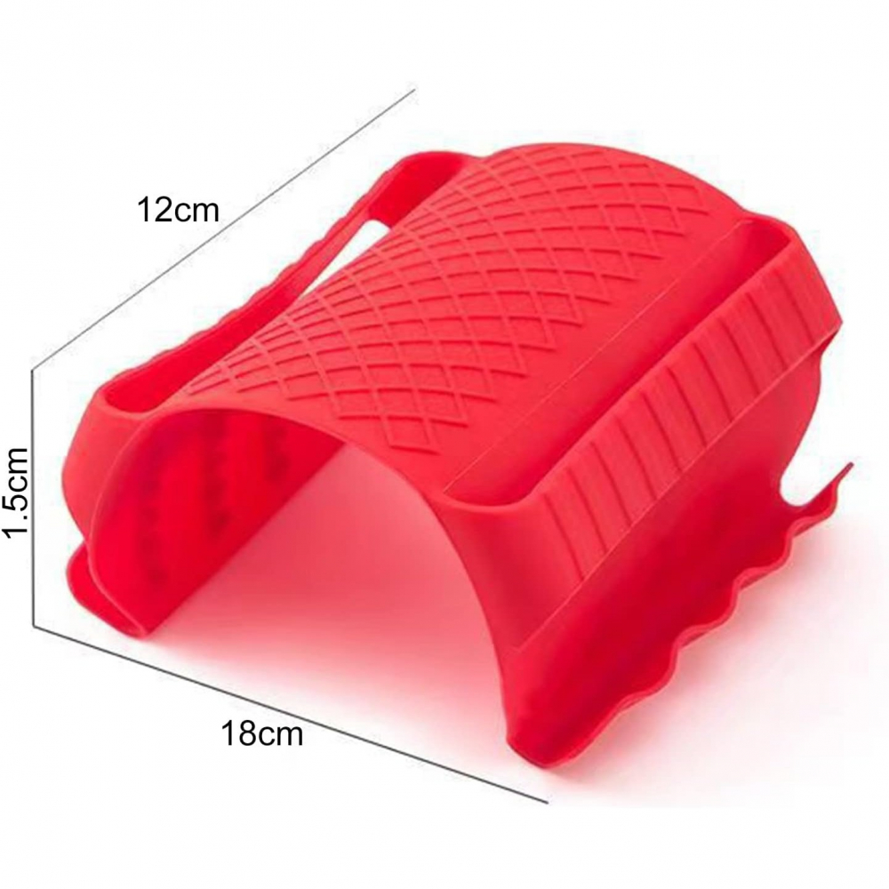 Suport de silicon multifunctional de mana, pentru cuptor, alimente fierbinti, carne, izolare termica, anti-alunecare, 18x12x1.5 cm, rosu [4]