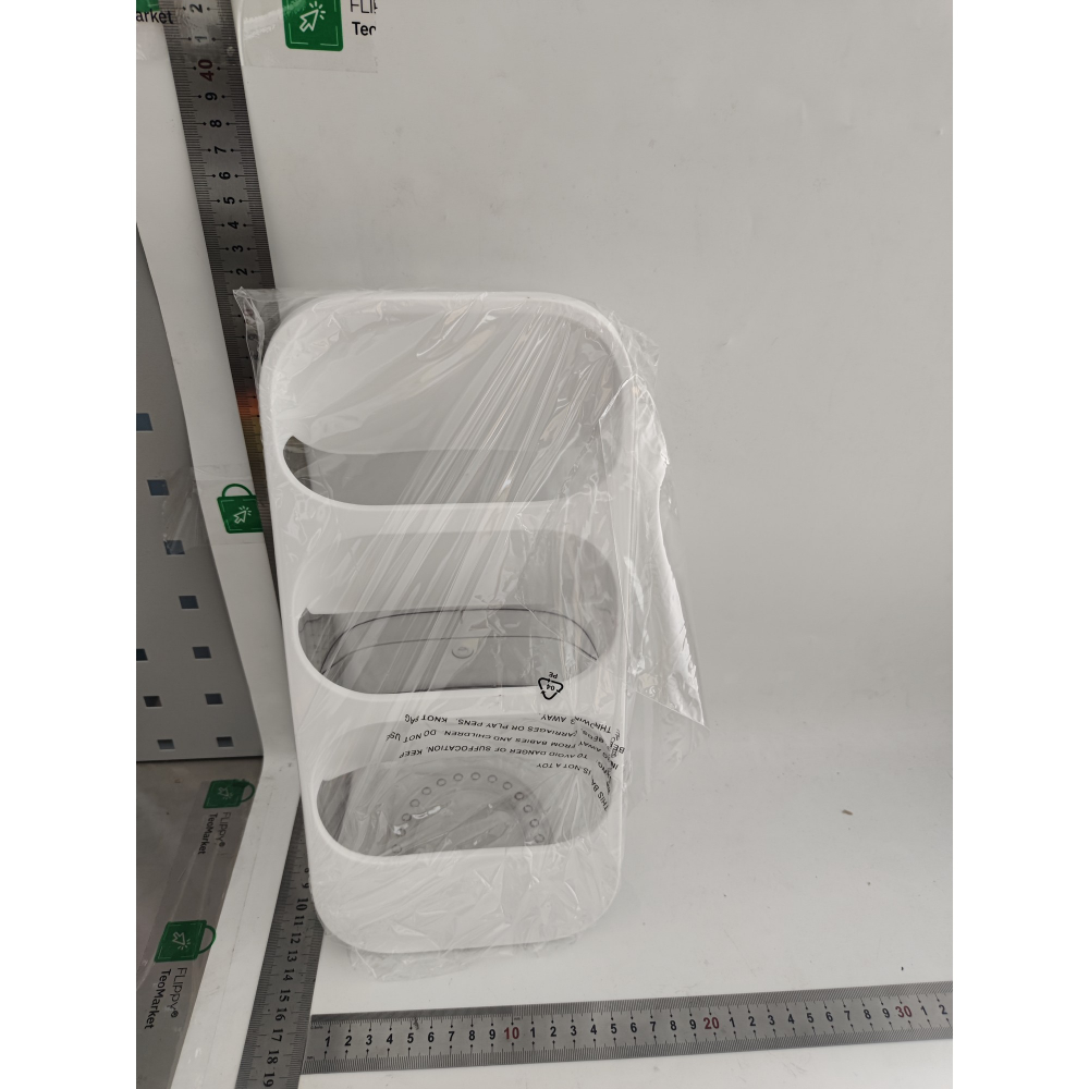 Suport - organizator pentru tacamuri, 3 compartimente, suport pentru cosmetica, ustensile, material pp durabil, 33 x 16 x 15 cm alb [2]