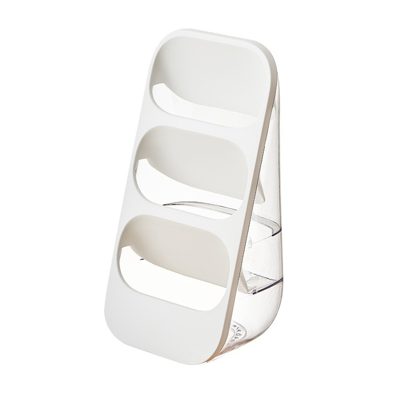 Suport - organizator pentru tacamuri, 3 compartimente, suport pentru cosmetica, ustensile, material pp durabil, 33 x 16 x 15 cm alb [1]